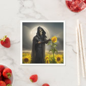 Sonnenblumen und der grimmige Sensenmann Serviette (Beispiel)