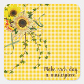 Sonnenblumen und Efeu Quadratischer Aufkleber (Vorderseite)