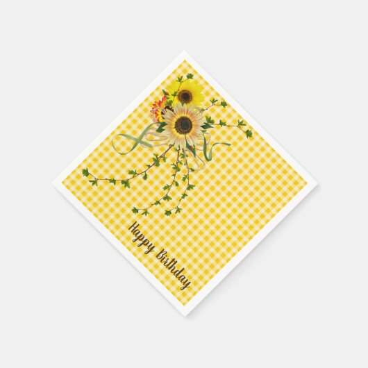 Sonnenblumen und Efeu Serviette (Ecke)