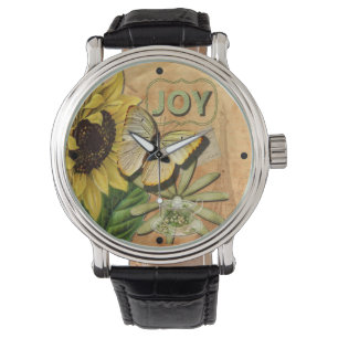 Sonnenblumen und Eiffelturm Armbanduhr