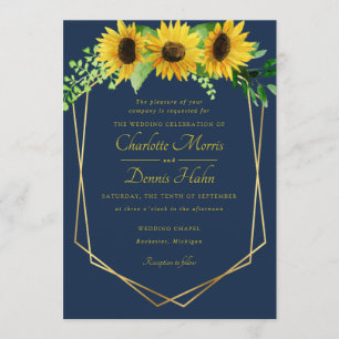 Sonnenblumen und Einladung zur Hochzeit der Marine