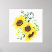 Sonnenblumen und Eukalyptus-Arrangement Leinwanddruck (Vorderseite)