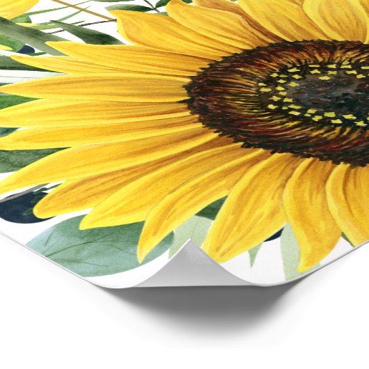 Sonnenblumen und Eukalyptus Baby Dusche Begrüßungs Poster (Ecke)