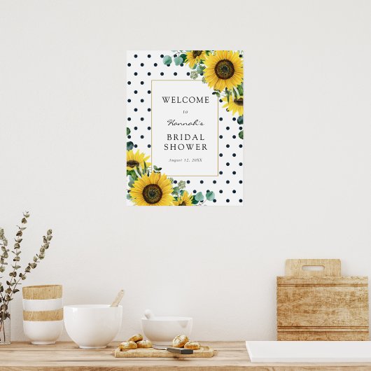 Sonnenblumen und Eukalyptus Baby Dusche Begrüßungs Poster (Küche)