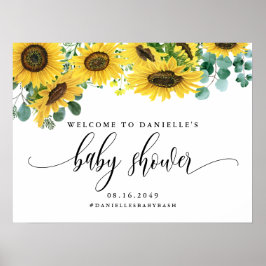 Sonnenblumen und Eukalyptus Baby-Dusche Empfang Poster