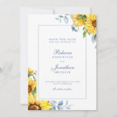 Sonnenblumen und Eukalyptus Blue Wedding speichern Save The Date (Vorderseite)