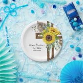 Sonnenblumen und Eukalyptus Boho Taufe Papierplatt Pappteller (Party)