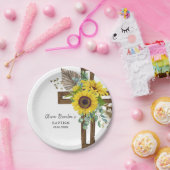 Sonnenblumen und Eukalyptus Boho Taufe Papierplatt Pappteller (Party)