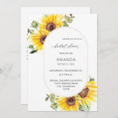 Sonnenblumen und Eukalyptus Brautparty Einladung (Vorne/Hinten)