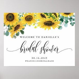 Sonnenblumen und Eukalyptus Brautparty Willkommen Poster
