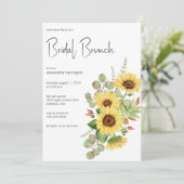 Sonnenblumen und Eukalyptus Bridal Brunch Einladung (Stehend Vorderseite)