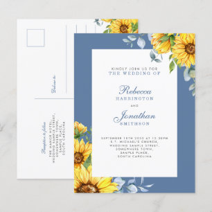 Sonnenblumen und Eukalyptus Floral Wedding Einladu Postkarte