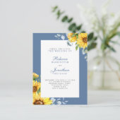 Sonnenblumen und Eukalyptus Floral Wedding Einladu Postkarte (Stehend Vorderseite)