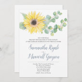 Sonnenblumen und Eukalyptus Hochzeit Einladung (Vorne/Hinten)