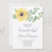 Sonnenblumen und Eukalyptus Hochzeit Probe Abendes Einladung (Vorderseite)