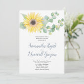 Sonnenblumen und Eukalyptus Hochzeit Probe Abendes Einladung (Stehend Vorderseite)
