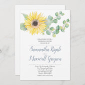 Sonnenblumen und Eukalyptus Hochzeit Probe Abendes Einladung (Vorne/Hinten)