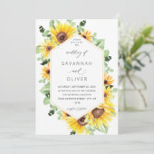 Sonnenblumen und Eukalyptus MOD Bloral Wedding - W Einladung (Stehend Vorderseite)