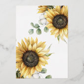 Sonnenblumen und Eukalyptus Rustikales Hochzeitsil Folieneinladung (Rückseite)