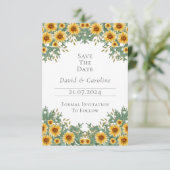 Sonnenblumen und Eukalyptus Save the Date (Stehend Vorderseite)