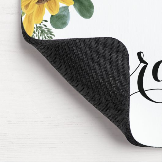 Sonnenblumen und Eukalyptus-Script Personalisiert Mousepad (Ecke)