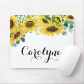 Sonnenblumen und Eukalyptus-Script Personalisiert Mousepad (Mit Mouse)