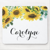 Sonnenblumen und Eukalyptus-Script Personalisiert Mousepad (Vorne)