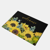 Sonnenblumen und Eukalyptus Wasserfarben Willkomme Fußmatte (Schrägansicht)