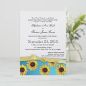 Sonnenblumen und feierliche Hochzeit mit Ribbon Einladung (Stehend Vorderseite)