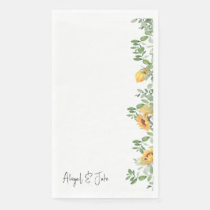 Sonnenblumen und Foliage Personalisierte Hochzeit Serviette
