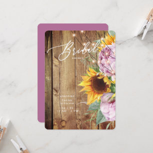 Sonnenblumen und Fuchsia Rustikales Brautparty Einladung