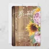 Sonnenblumen und Fuchsia Rustikales Brautparty Einladung (Vorderseite)