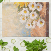 Sonnenblumen und Gänseblümchen auf rustikalem Tisc Geschirrtuch (Gefaltet)