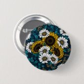 Sonnenblumen und Gänseblumen, Sommergarten 2 Button (Vorne & Hinten)