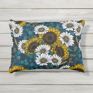 Sonnenblumen und Gänseblumen, Sommergarten 2 Kissen Für Draußen