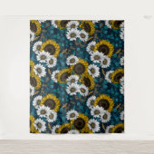 Sonnenblumen und Gänseblumen, Sommergarten 2 Wandteppich (Vorderseite)