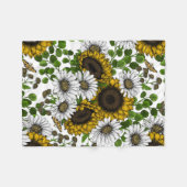 Sonnenblumen und Gänseblumen, Sommergarten 3 Fleecedecke (Vorderseite (Horizontal))