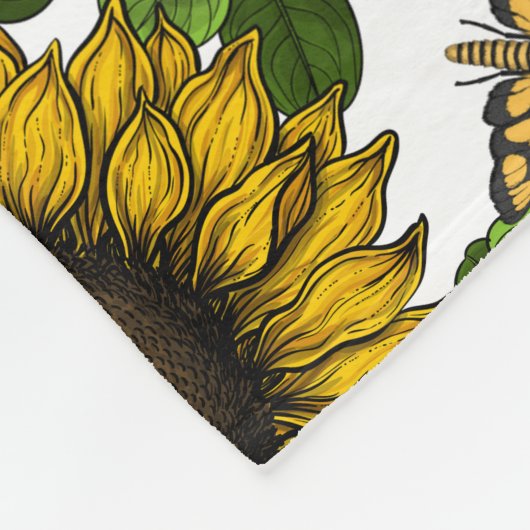 Sonnenblumen und Gänseblumen, Sommergarten 3 Fleecedecke (Ecke)