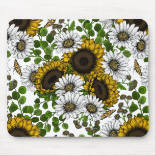 Sonnenblumen und Gänseblumen, Sommergarten 3 Mousepad