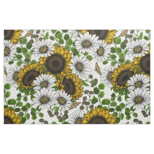 Sonnenblumen und Gänseblumen, Sommergarten 3 Stoff
