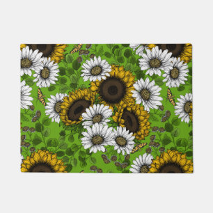 Sonnenblumen und Gänseblumen, Sommergarten Fußmatte