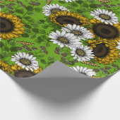 Sonnenblumen und Gänseblumen, Sommergarten Geschenkpapier (Ecke)