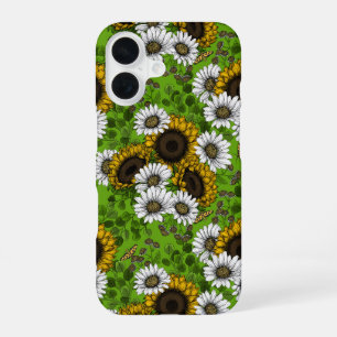 Sonnenblumen und Gänseblumen, Sommergarten iPhone 16 Hülle