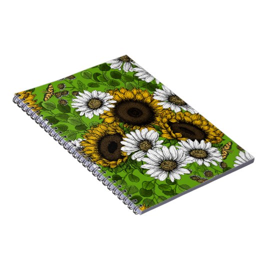 Sonnenblumen und Gänseblumen, Sommergarten Notizblock (Rechte Seite)