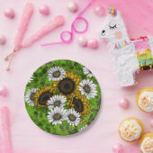 Sonnenblumen und Gänseblumen, Sommergarten Pappteller (Party)