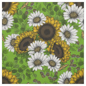 Sonnenblumen und Gänseblumen, Sommergarten Stoff (Muster)