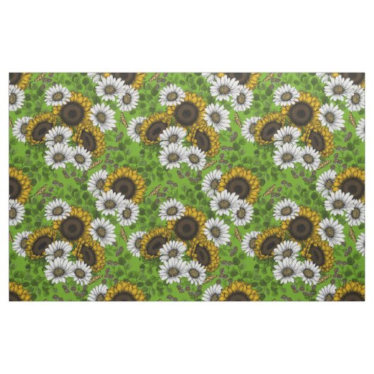 Sonnenblumen und Gänseblumen, Sommergarten Stoff (Fat Quarter (45,7 x 55,9 cm))