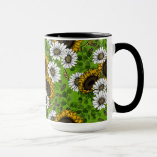 Sonnenblumen und Gänseblumen, Sommergarten Tasse