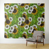 Sonnenblumen und Gänseblumen, Sommergarten Wandteppich (Beispiel (Horizontal))