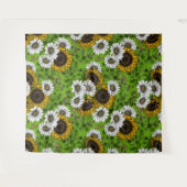 Sonnenblumen und Gänseblumen, Sommergarten Wandteppich (Vorderseite (Horizontal))